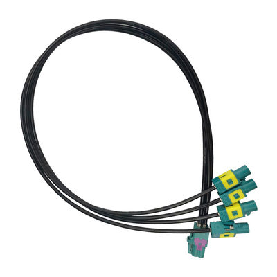 Brass Car Mini FAKRA Coaxial Cable 4 Pin Z Code 4 In 1 50 Ohm