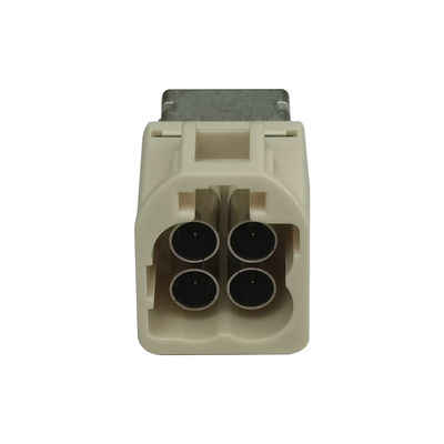 Quad Mini FAKRA Connector Plug Right Angle Panel Mount Through Hole White B Code
