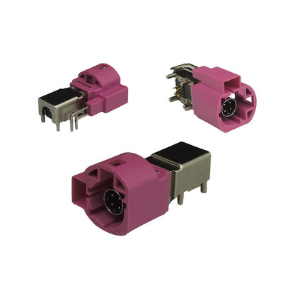 4+2Pin FAKRA HSD LVDS Connector Claret Violet Color For PCB Car Video Radio