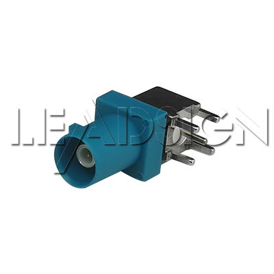 Fakra Code Z Water Blue Right Angle PCB Connector for Infotainment Systems