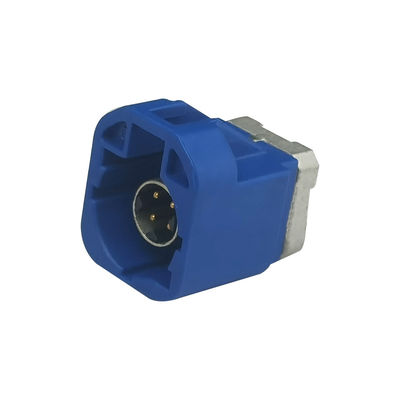 Blue Color FAKRA HSD Connector Adapter PCB Mount Straight 4 Contact Pin For Automotive