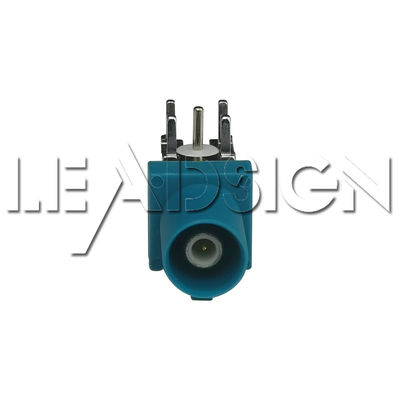 Fakra Z Code Blue Right Angle PCB Connector for In-vehicle GPS Systems